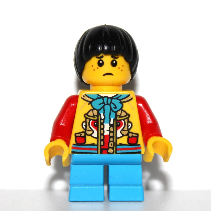 Kid - Yellow Torso, Dark Azure Legs, Black Ha… — minifigurine LEGO | Brick Broker