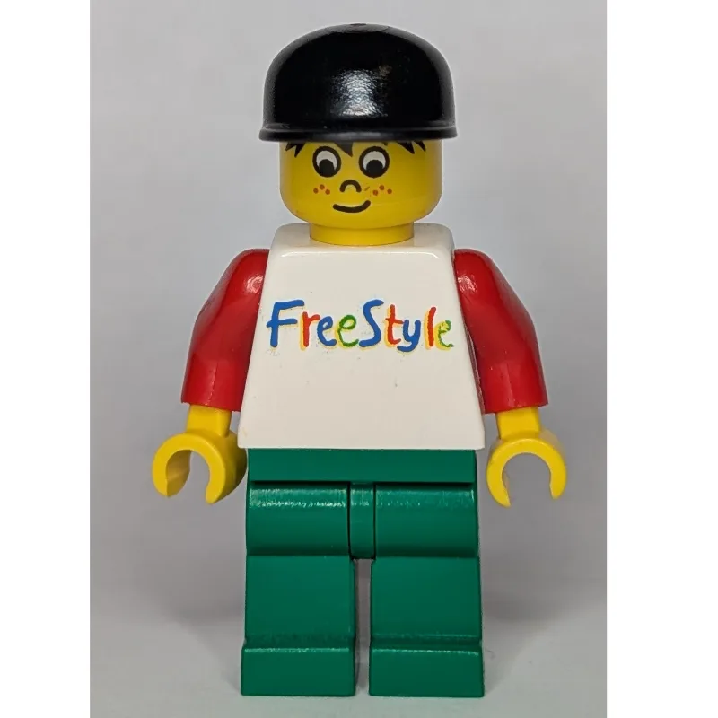 White Torso, Freestyle, Green Legs, Black Cap — minifigurine LEGO | Brick Broker