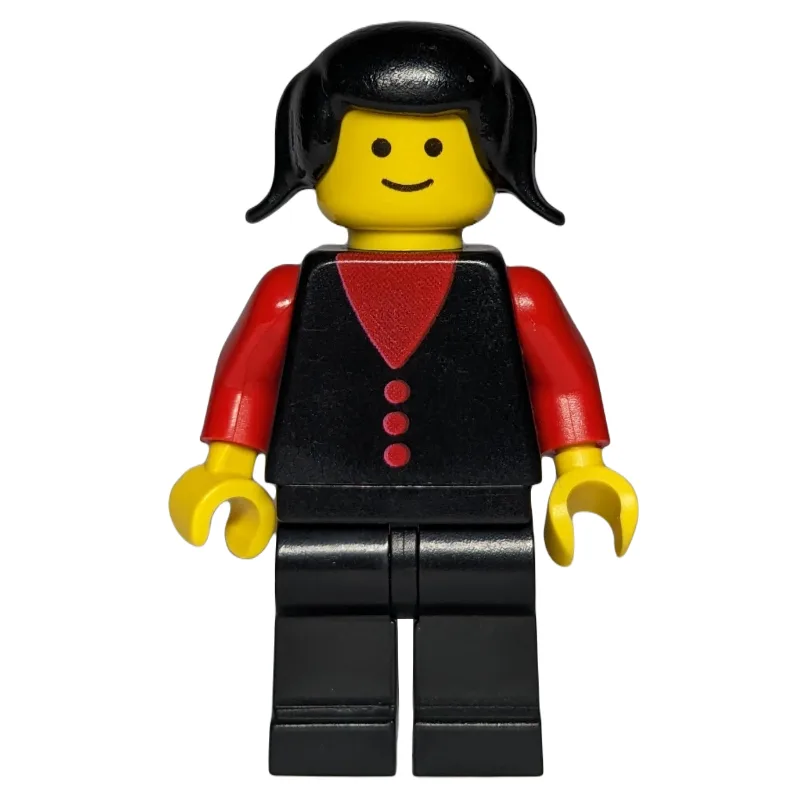 Woman, Black Vest over Red Top, Black Legs, B… — minifigurine LEGO | Brick Broker