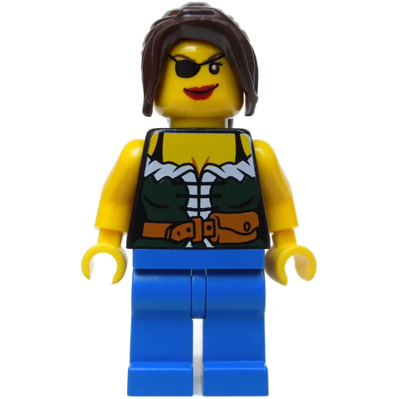 Pirate - Female, Blue Legs, Dark Brown Hair — minifigurine LEGO | Brick Broker