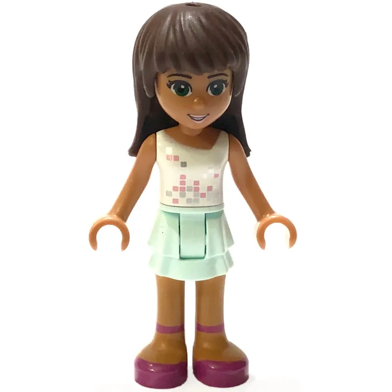 Sarah - White Top, Bright Light Blue Skirt — minifigurine LEGO | Brick Broker