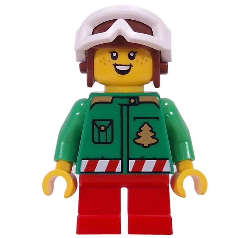 Elf - Bright Green Torso, Red Legs, Aviator C… — minifigurine LEGO | Brick Broker