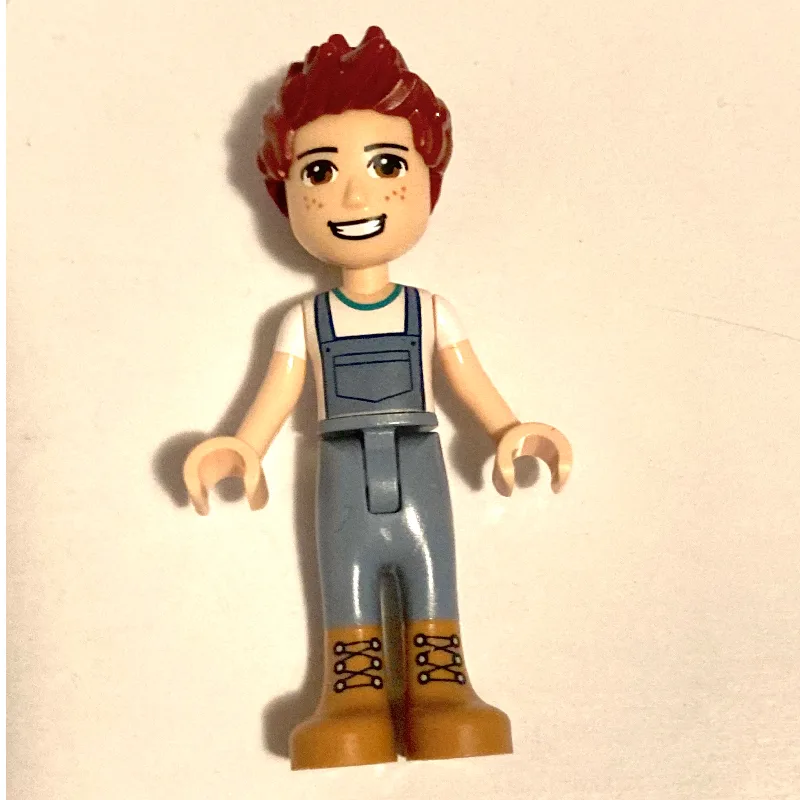 Daniel - White Shirt, Sand Blue Overall — minifigurine LEGO | Brick Broker