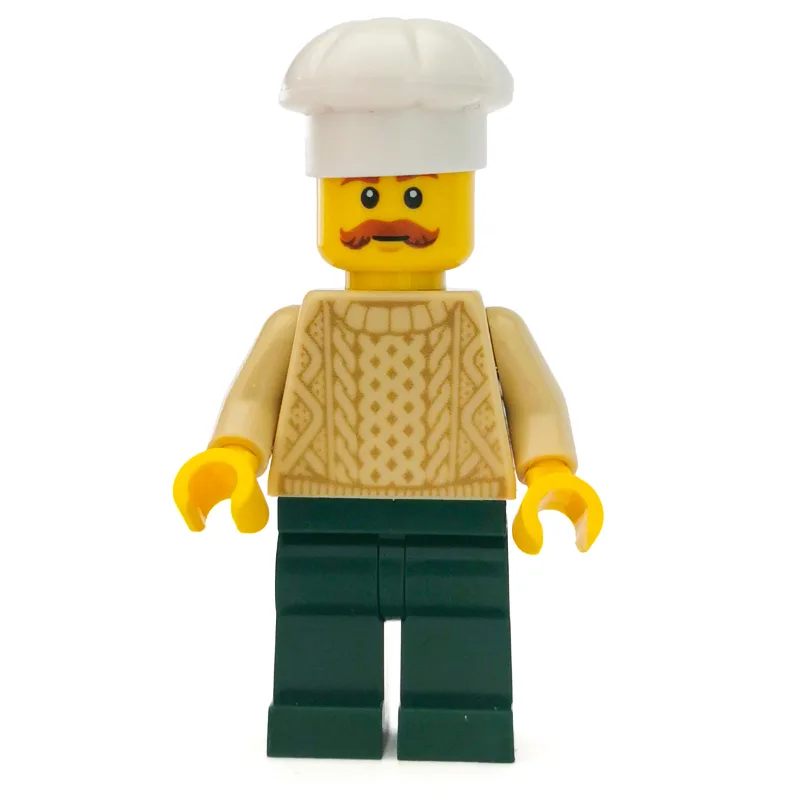 Chef, Tan Sweater, Dark Green Legs, Moustache — minifigurine LEGO | Brick Broker