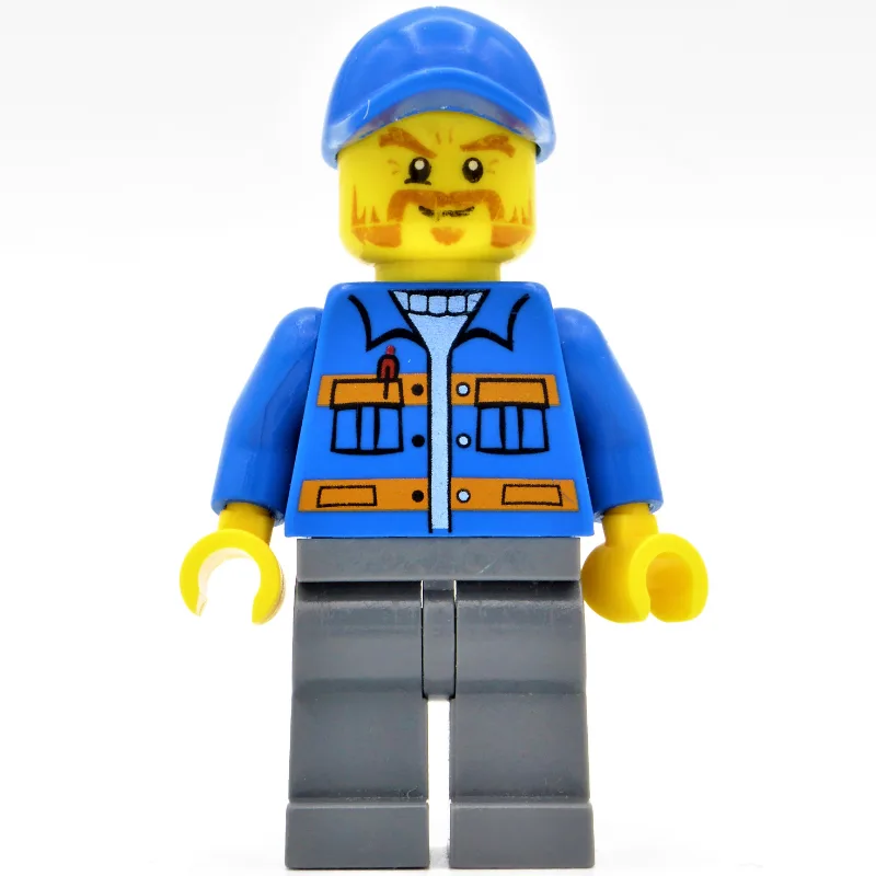 Worker, Blue Jacket with Orange Stripes, Sand… — minifigurine LEGO | Brick Broker