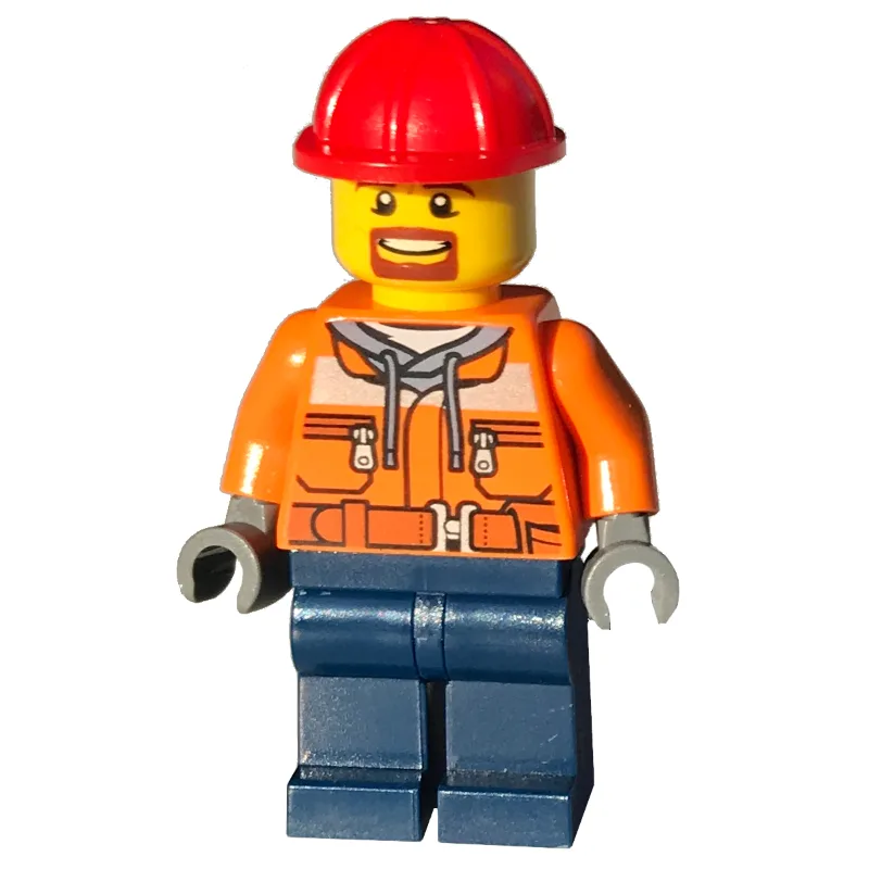 Forklift Driver - Orange Vest, Dark Blue Legs… — minifigurine LEGO | Brick Broker