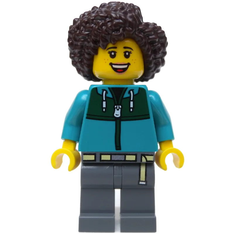Woman, Dark Turquoise Jacket, Dark Bluish Gra… — minifigurine LEGO | Brick Broker