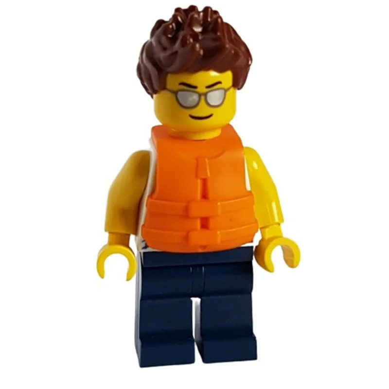 White Torso, Dark Blue Legs, Reddish Brown Ha… — minifigurine LEGO | Brick Broker