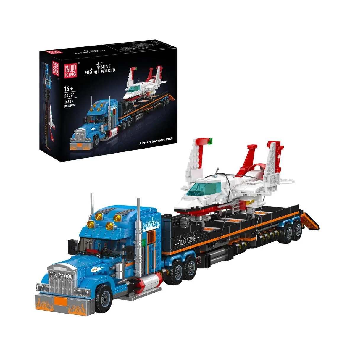 Mould King Camion de transport d'avions avec remorque plateau (MOU-24090) - prix | Brick Broker