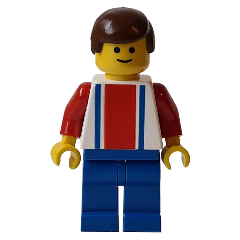 Soccer Player White Torso, Blue/Res Stripes,… — minifigurine LEGO | Brick Broker