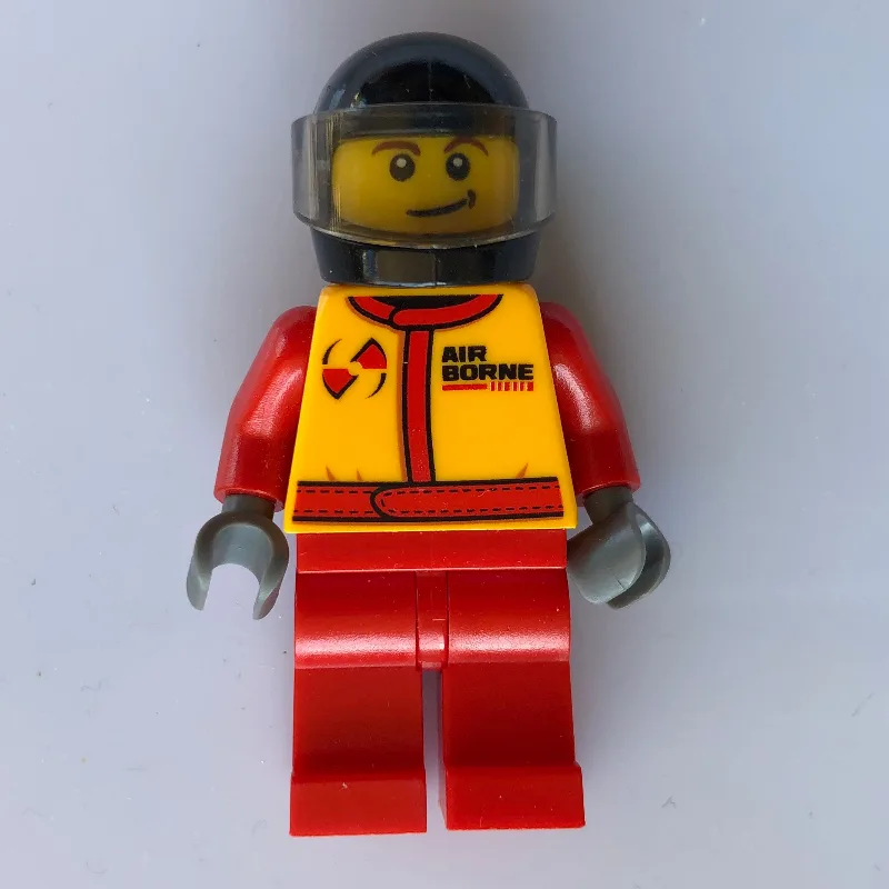 Racer, Red and Orange Jumpsuit, Black Helmet… — minifigurine LEGO | Brick Broker