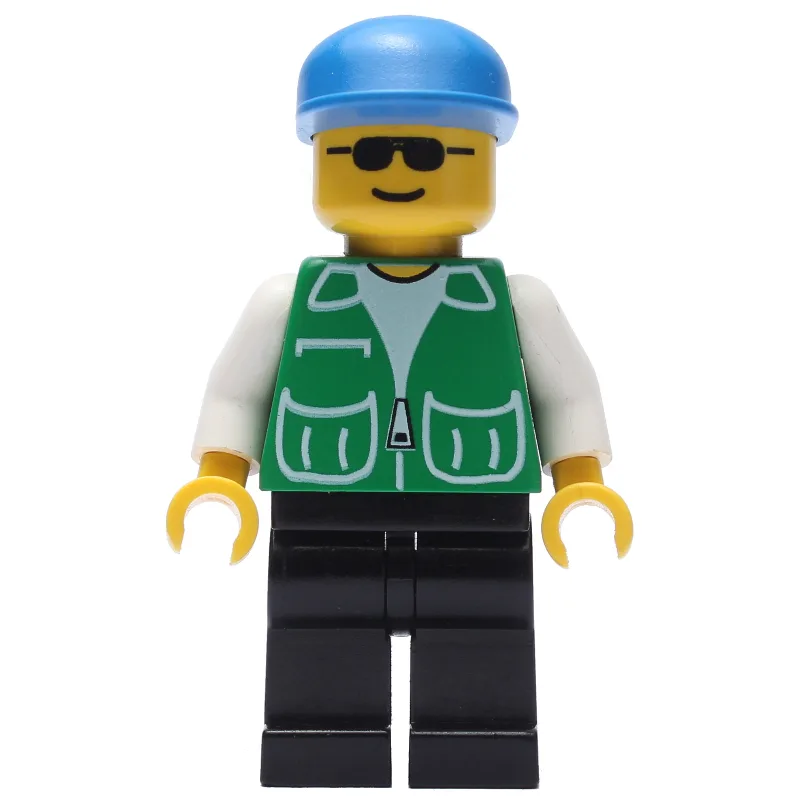 Man, Green Jacket, Black Legs, Blue Cap — minifigurine LEGO | Brick Broker