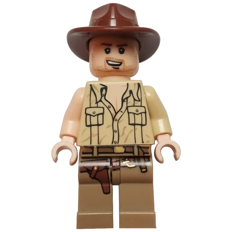Indiana Jones in Open Tan Shirt, with Open Mo… — minifigurine LEGO | Brick Broker