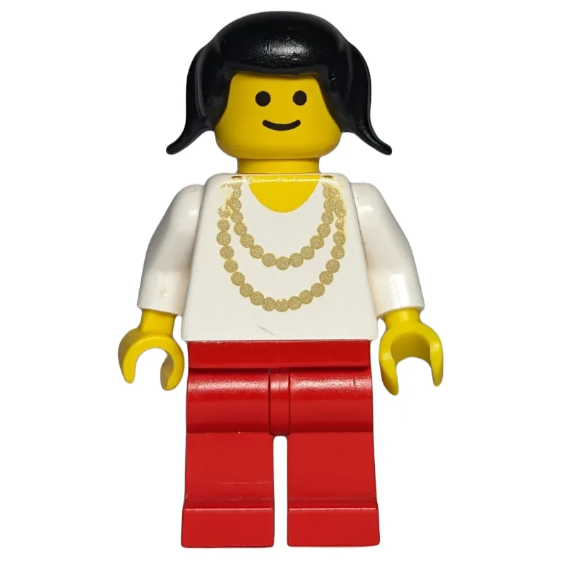 Woman, White Shirt with Gold Necklace, Red Le… — minifigurine LEGO | Brick Broker