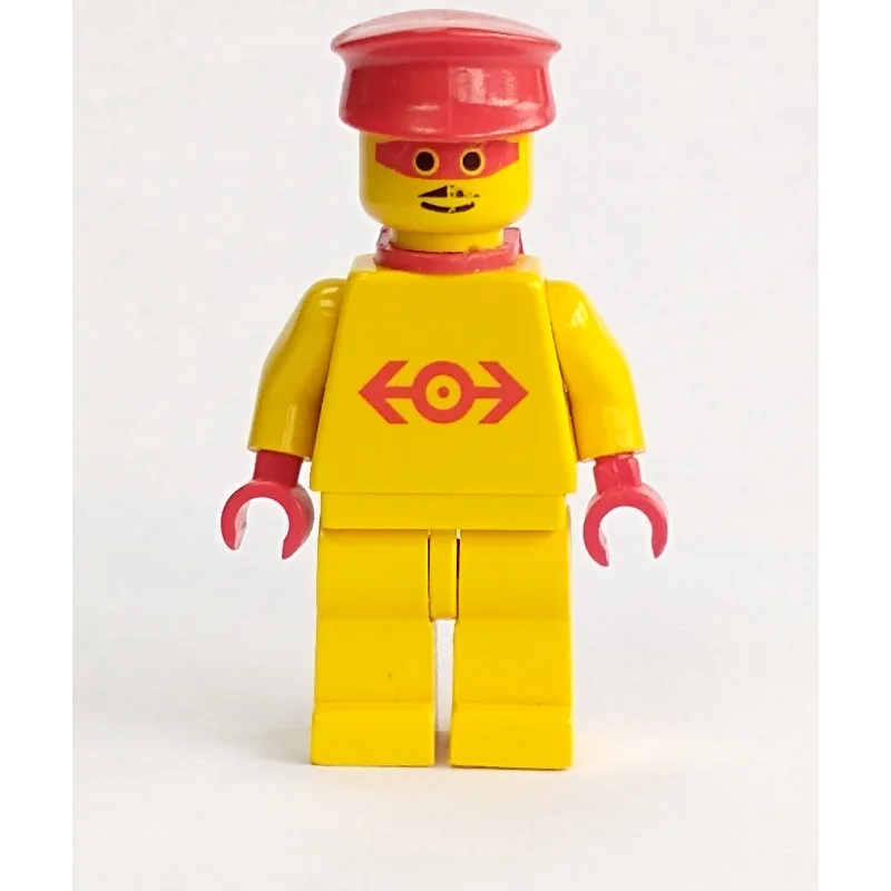Train Employee - Yellow Torso, Yellow Legs, R… — minifigurine LEGO | Brick Broker