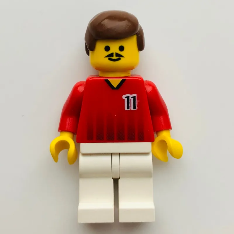 Soccer Player Red Torso, White Legs, #11 — minifigurine LEGO | Brick Broker