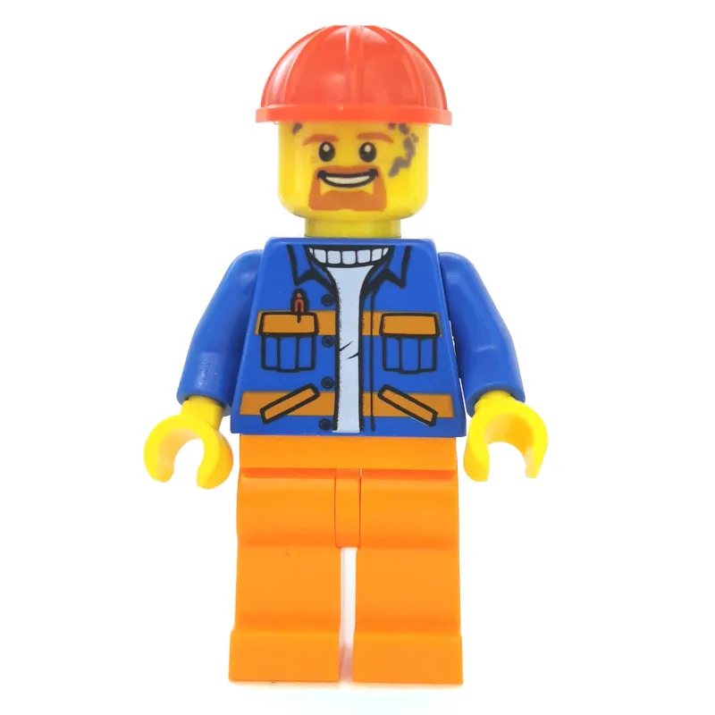 Construction Worker, Blue Jacket with Orange… — minifigurine LEGO | Brick Broker