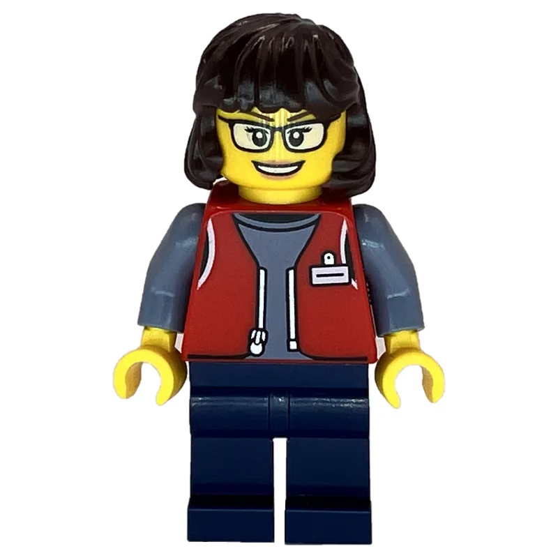 LEGO Employee, Red Jacket, Dark Blue Legs, Gl… — minifigurine LEGO | Brick Broker