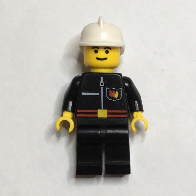 Fireman, Black Fire Jacket with Red Belt and… — minifigurine LEGO | Brick Broker