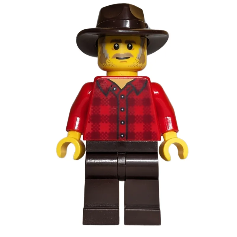 Cowboy, Red Torso, Dark Brown Legs, Dark Brow… — minifigurine LEGO | Brick Broker