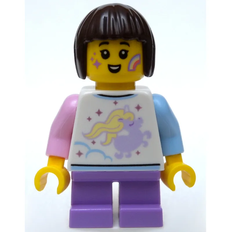 Girl, White Shirt with Unicorn, Short Medium… — minifigurine LEGO | Brick Broker