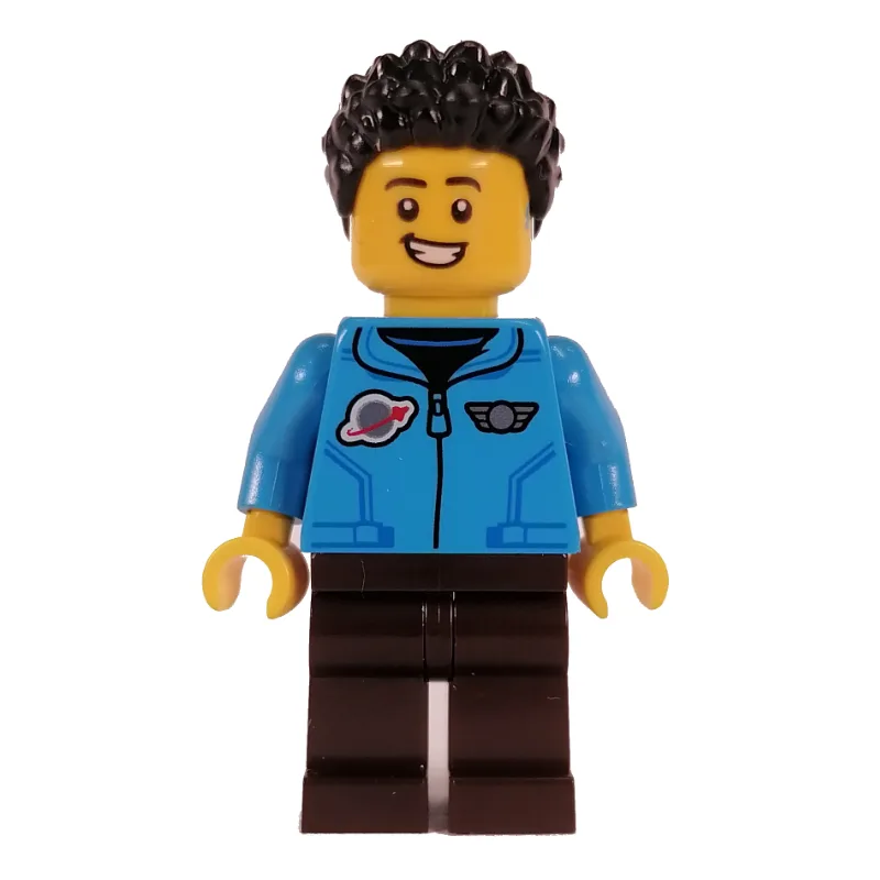 Dark Azure Torso, Dark Brown Legs, Black Hair — minifigurine LEGO | Brick Broker
