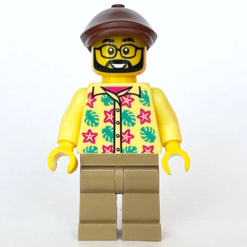 Man, Bright Light Yellow Hawaiian Shirt, Dark… — minifigurine LEGO | Brick Broker