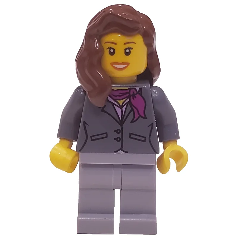 Woman, Dark Bluish Gray Jacket with Magenta S… — minifigurine LEGO | Brick Broker