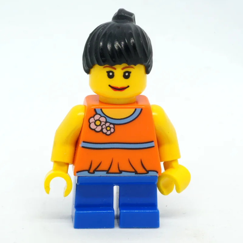 Kid - Orange Torso, Blue Legs, Black Hair — minifigurine LEGO | Brick Broker