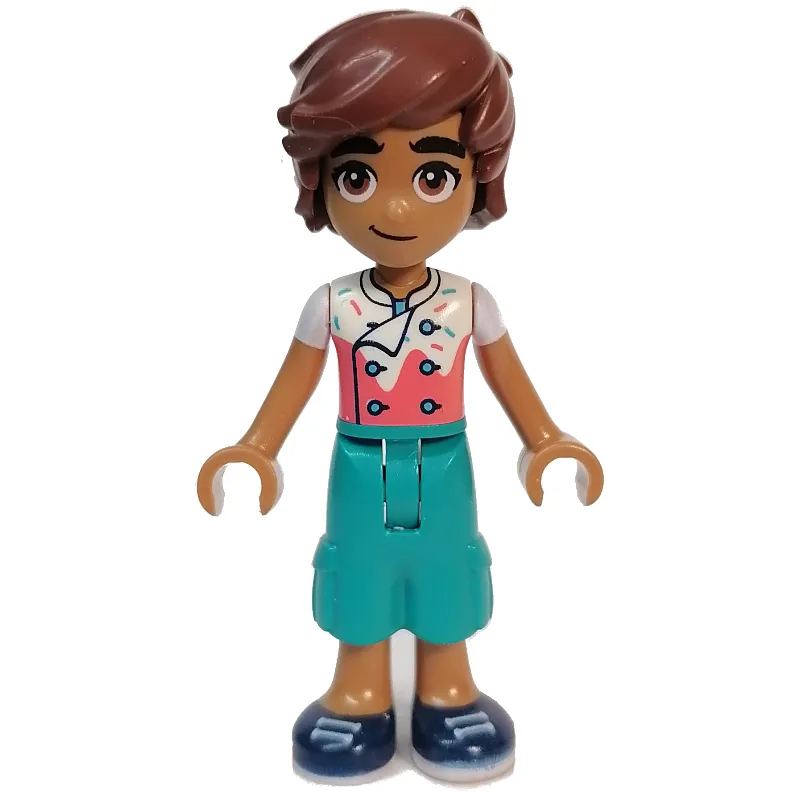 Leo - White/Coral Top, Dark Turquoise Pants — minifigurine LEGO | Brick Broker
