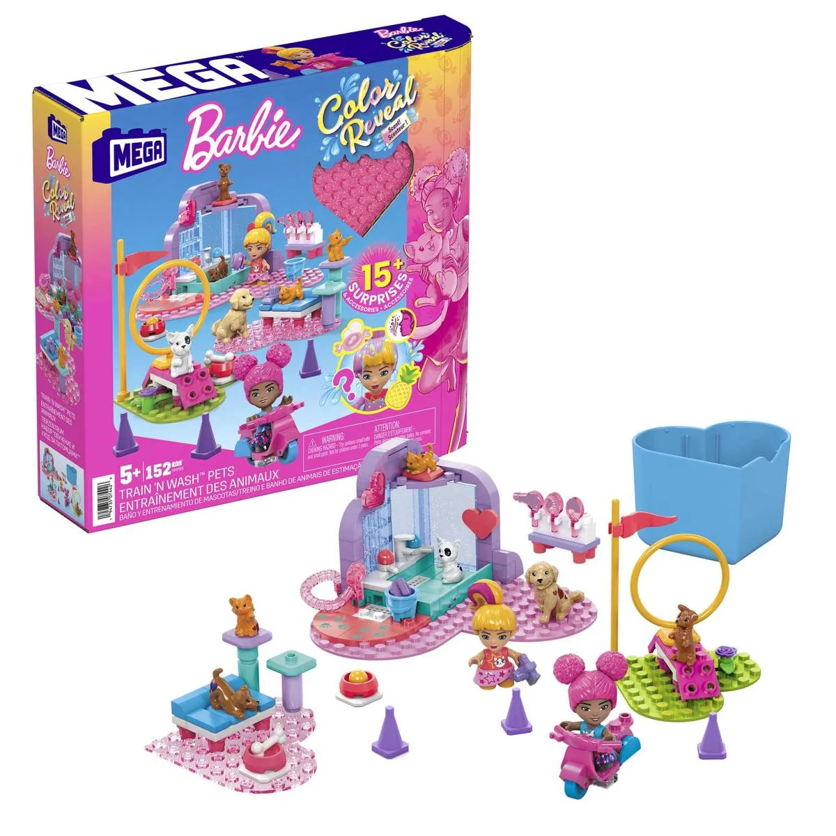 Mattel MEGA Train et Lavage d'Animaux Color Reveal Barbie™ (HHP89) - prix | Brick Broker