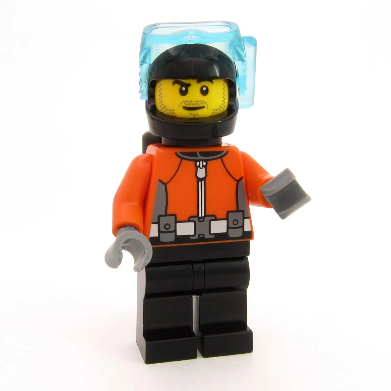 Diver, Reddish Orange Wetsuit, Black Legs, Bl… — minifigurine LEGO | Brick Broker