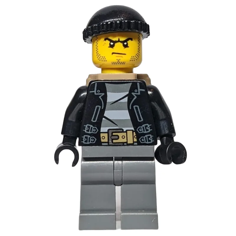 Criminal, Open Black Jacket over Prison Shirt… — minifigurine LEGO | Brick Broker