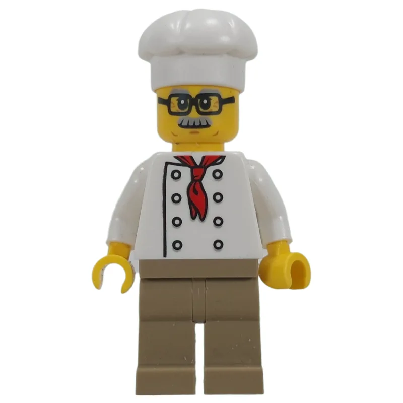 Chef, Red Neckerchief, Dark Tan Legs, Glasses — minifigurine LEGO | Brick Broker