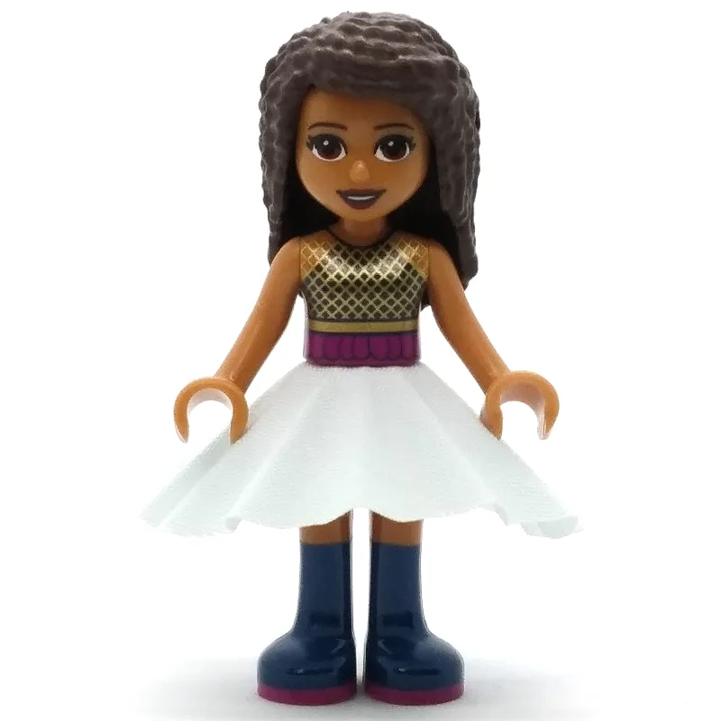 Andrea - Black Top, Magenta/Light Aqua Skirt — minifigurine LEGO | Brick Broker