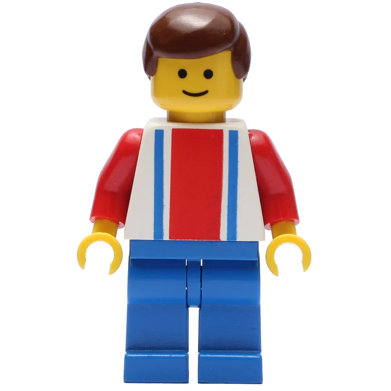 Soccer Player White Torso, Blue/Res Stripes,… — minifigurine LEGO | Brick Broker