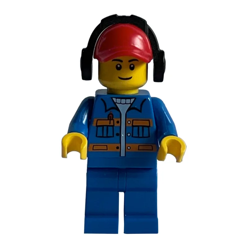 Ground Crew, Blue Jacket with Orange Stripes,… — minifigurine LEGO | Brick Broker