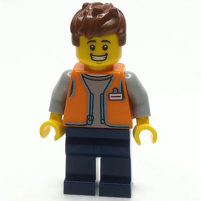 Shopkeeper, Orange Vest, Dark Blue Legs, Redd… — minifigurine LEGO | Brick Broker