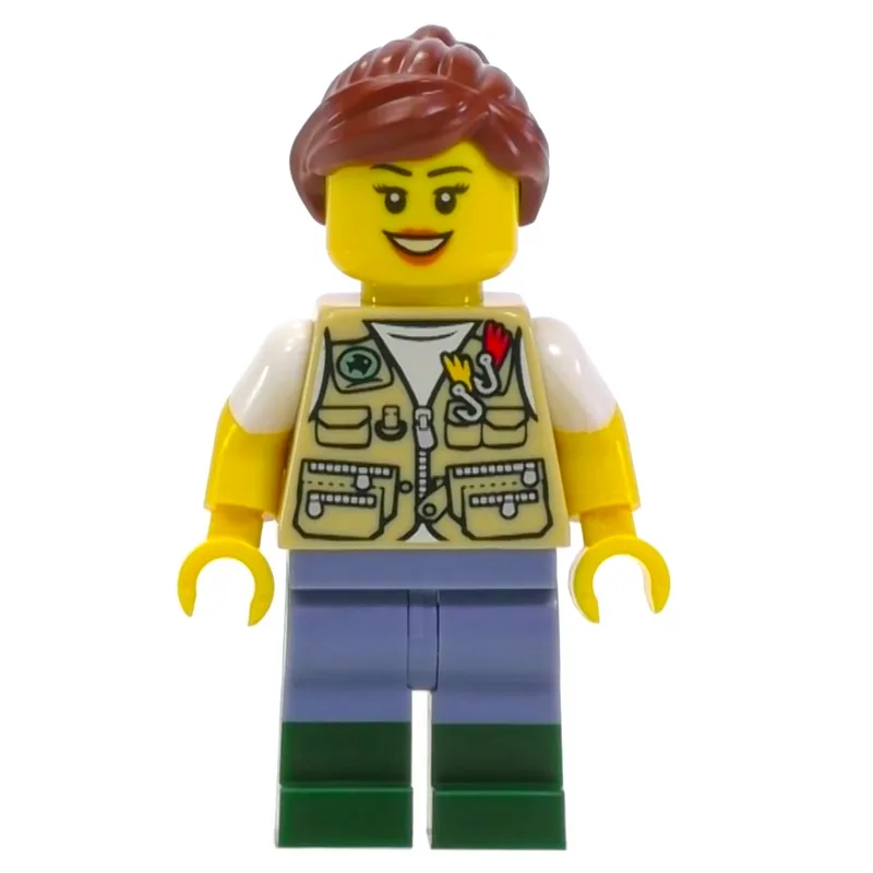 Tan Torso, Sand Blue Legs, Reddish Brown Hair — minifigurine LEGO | Brick Broker