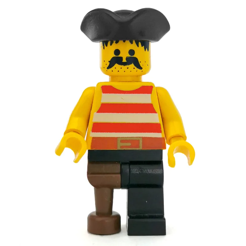 Pirate - Red Stripes, Peg Leg, Black Tricorne — minifigurine LEGO | Brick Broker