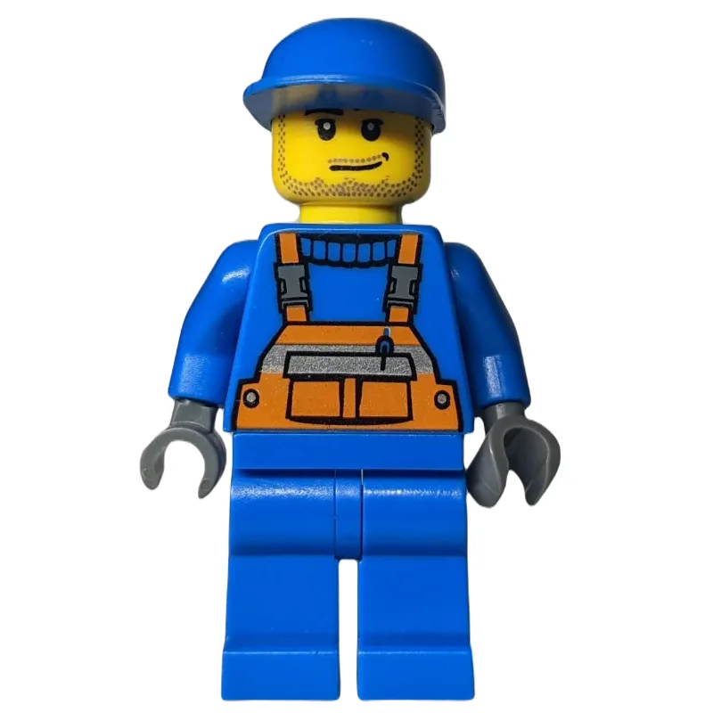 Worker - Blue Torso, Orange Overall, Blue Cap — minifigurine LEGO | Brick Broker