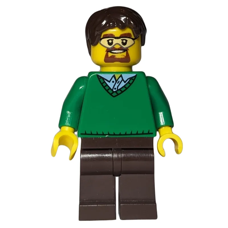 Green Torso, Dark Brown Legs, Dark Brown Hair — minifigurine LEGO | Brick Broker