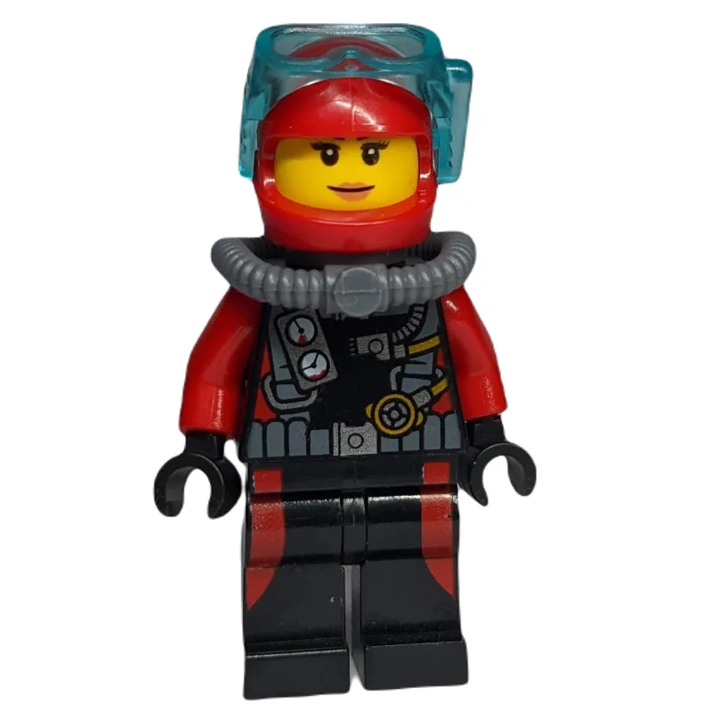 Diver, Woman, Black and Red Wetsuit with Gaug… — minifigurine LEGO | Brick Broker