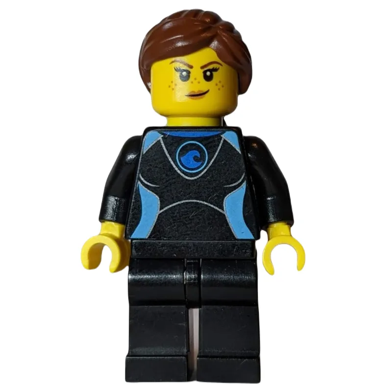 Surfer, Woman, Black Wetsuit, Reddish Brown H… — minifigurine LEGO | Brick Broker