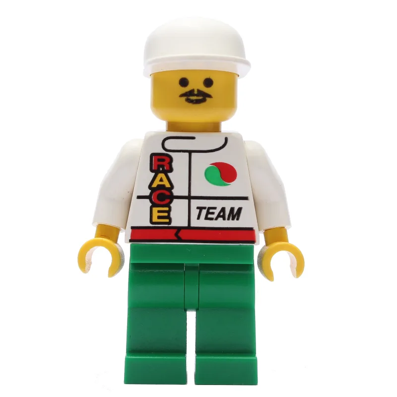 Racer, White Jacket with Octan Logo and 'RACE… — minifigurine LEGO | Brick Broker