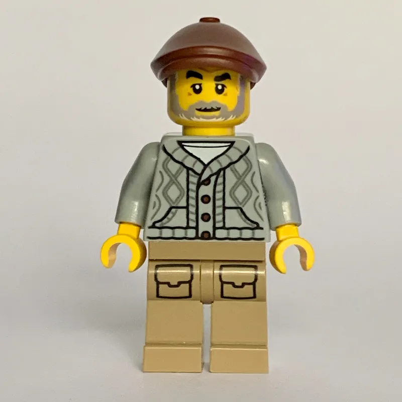 Man, Old, Light Bluish Grey Torso, Dark Tan L… — minifigurine LEGO | Brick Broker