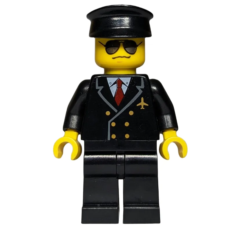 Pilot - Black Torso, Black Legs Black Hat — minifigurine LEGO | Brick Broker