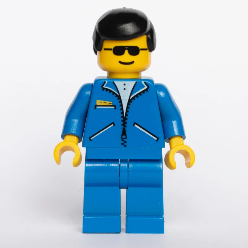 Man, Blue Jacket with Zipper, Blue Legs, Blac… — minifigurine LEGO | Brick Broker