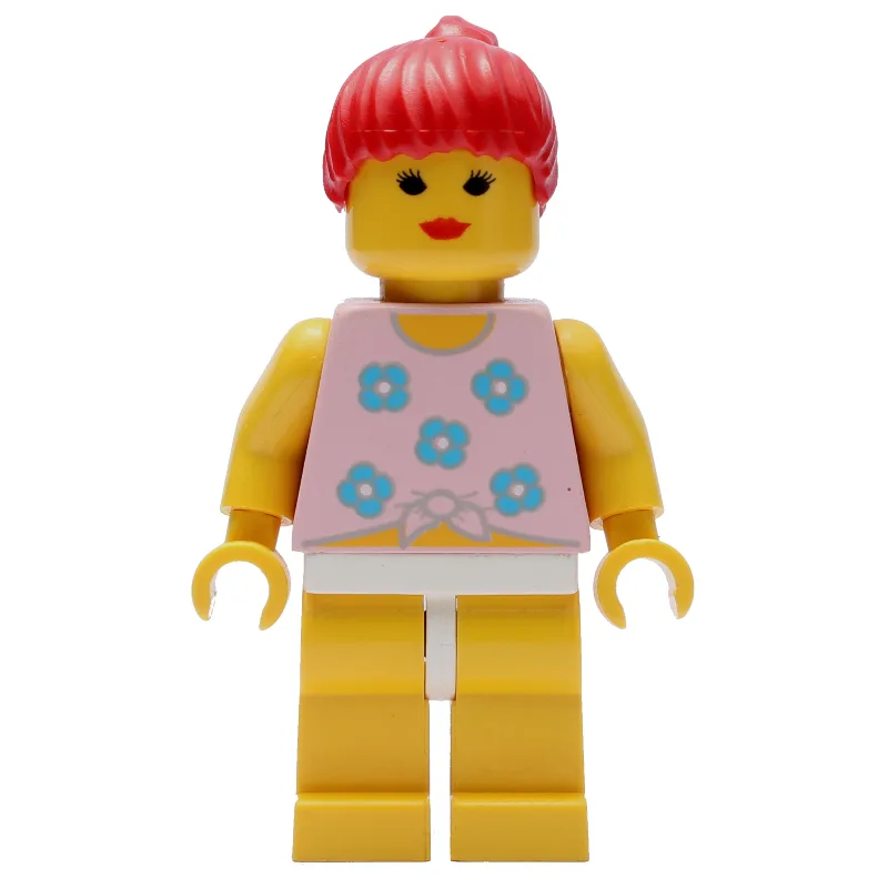 Woman, Tied Pink Tank Top with Flowers, Yello… — minifigurine LEGO | Brick Broker