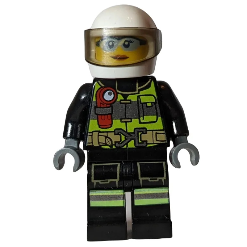 Firefighter, Black Torso, Black Legs, White H… — minifigurine LEGO | Brick Broker